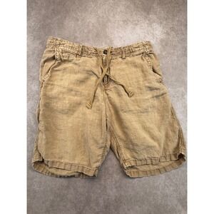 Lucky Brand Linen Blend Cargo Shorts Men's Size 33 Tan Drawstring Waist